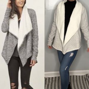 GAIAM gray long sleeve fleece draped cardigan M